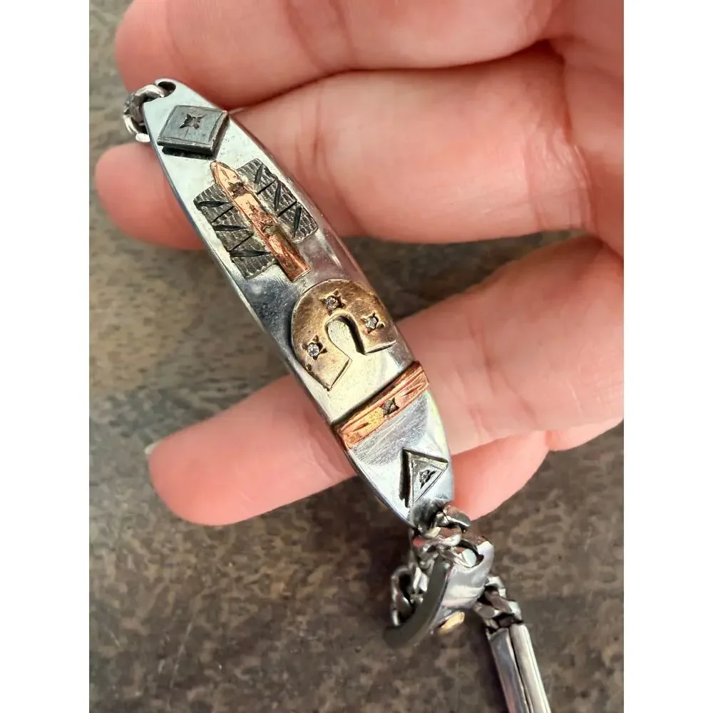 Unmarked Southwestern Native American Style Horseshoe Silver Bracelet
